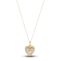 Stacked Hearts Locket Necklace 14K Yellow Gold 13"