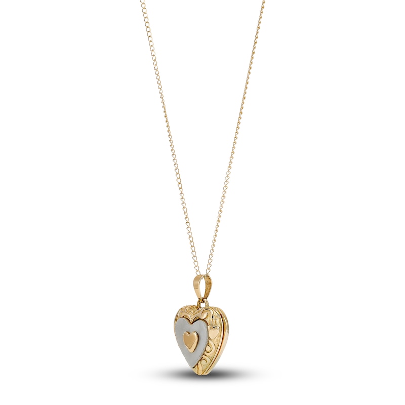 Main Image 2 of Stacked Hearts Locket Necklace 14K Yellow Gold 13"