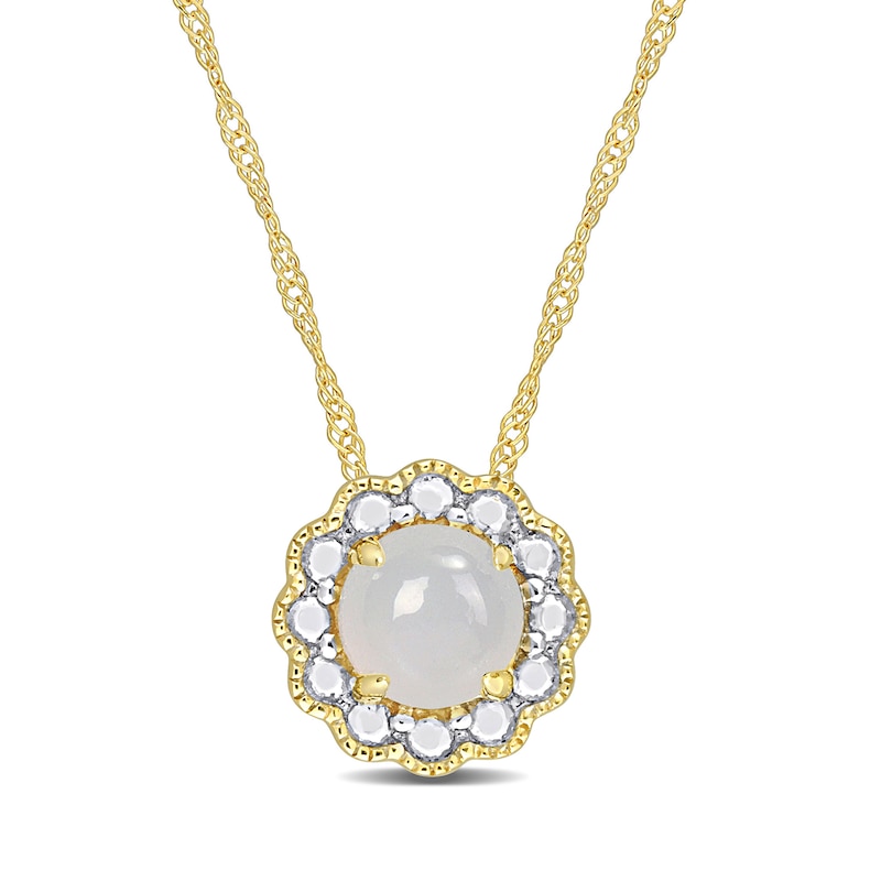 Main Image 1 of Natural White Moonstone Necklace 14K Yellow Gold