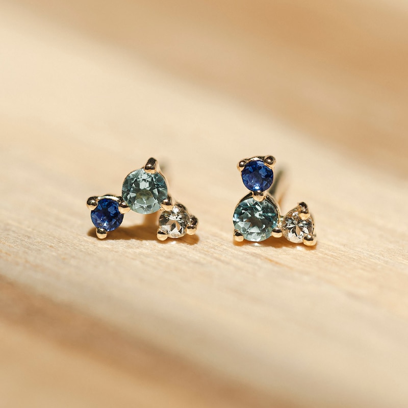 Main Image 3 of Juliette Maison Natural Multi-Gemstone Constellation Stud Earrings 10K White Gold