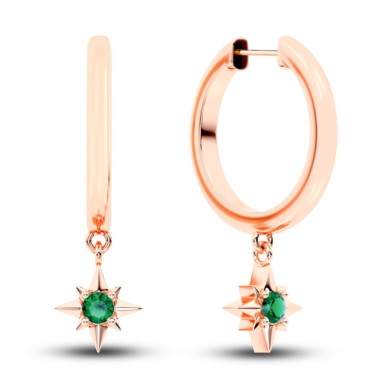 Juliette Maison Natural Emerald Starburst Drop Earrings 10K Rose Gold