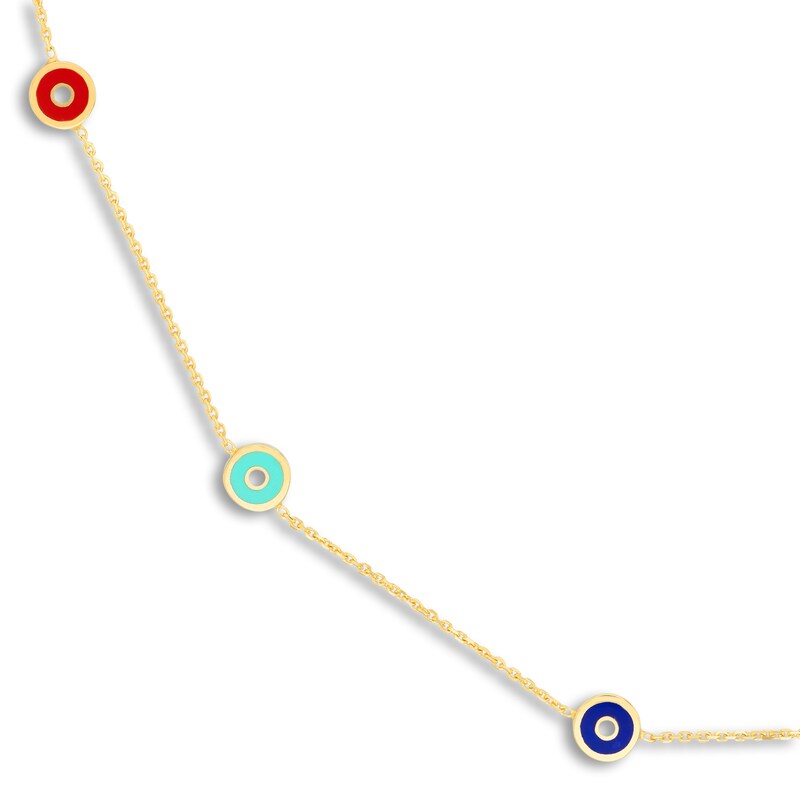 Main Image 2 of Multi-Colored Enamel Circle Necklace 14K Yellow Gold 18"