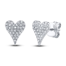 Shy Creation Diamond Heart Earrings 1/8 ct tw Round 14K White Gold SC55006928