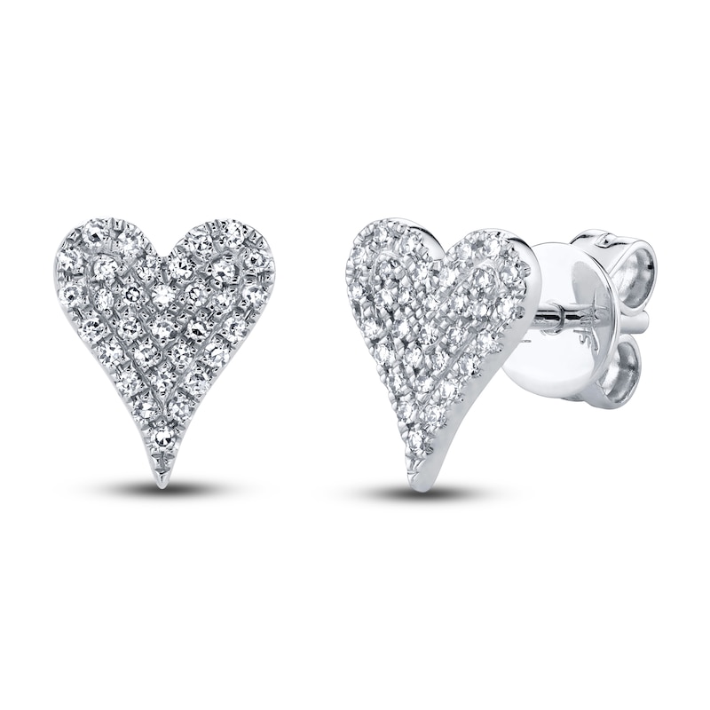 Shy Creation Diamond Heart Earrings 1/8 ct tw Round 14K White Gold SC55006928