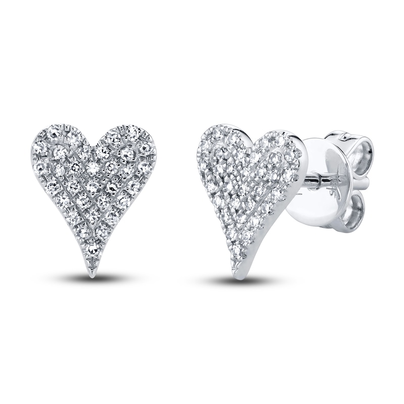 Main Image 1 of Shy Creation Diamond Heart Earrings 1/8 ct tw Round 14K White Gold SC55006928