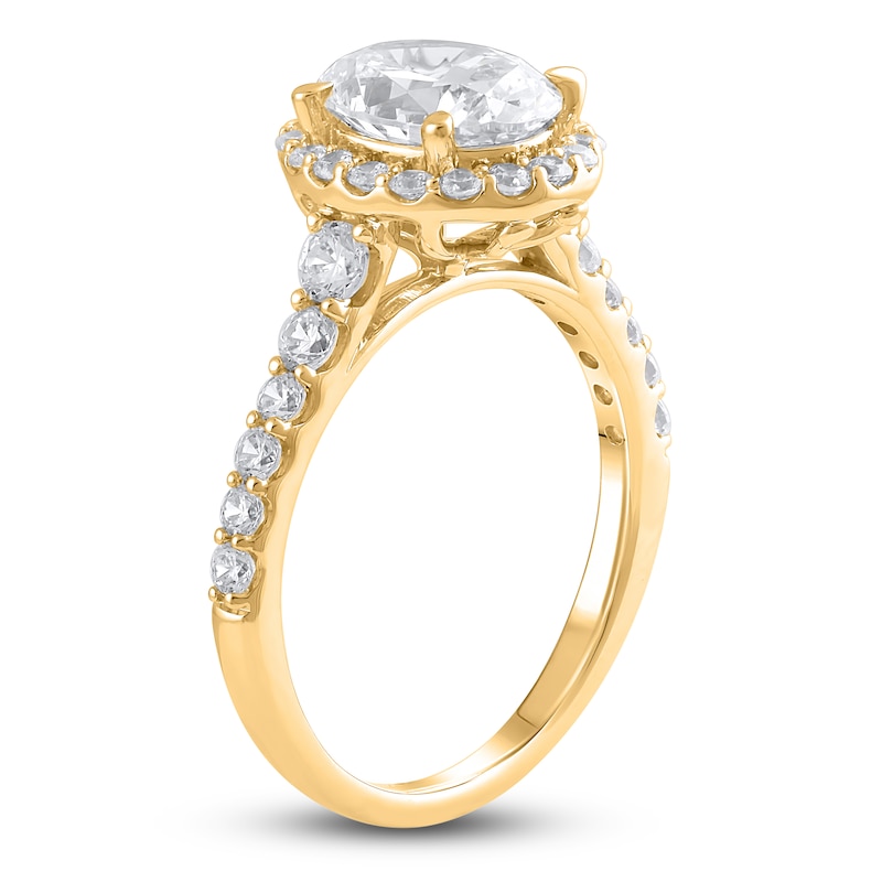 Main Image 2 of Lab-Grown Diamond Engagement Ring 2-3/4 ct tw Oval/Round 14K Yellow Gold