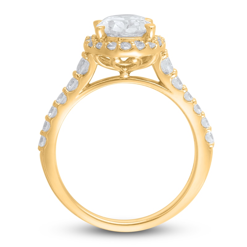 Main Image 3 of Lab-Grown Diamond Engagement Ring 2-3/4 ct tw Oval/Round 14K Yellow Gold