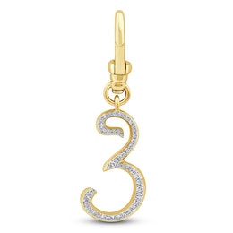 Charm'd by Lulu Frost Diamond Number 3 Charm 1/8 ct tw Pavé Round 10K Yellow Gold