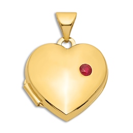 Natural Ruby Heart Locket Charm 14K Yellow Gold