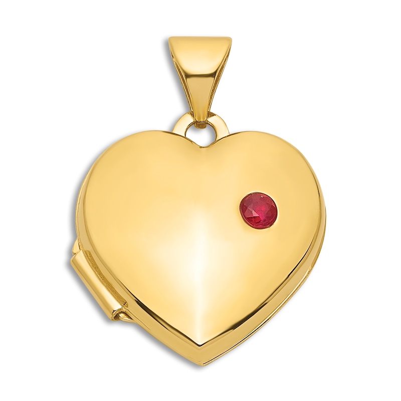 Main Image 1 of Natural Ruby Heart Locket Charm 14K Yellow Gold