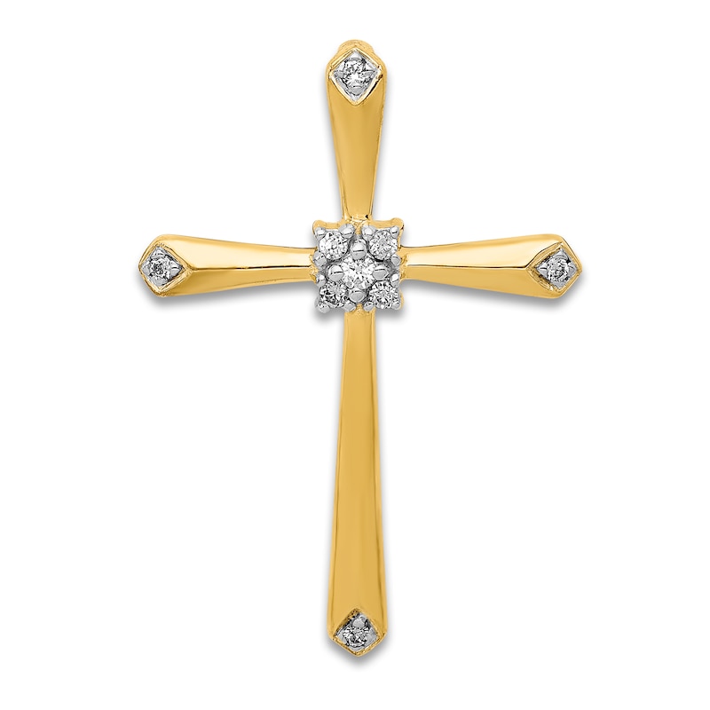 Main Image 1 of Diamond Cross Charm 1/20 ct tw Round 14K Yellow Gold