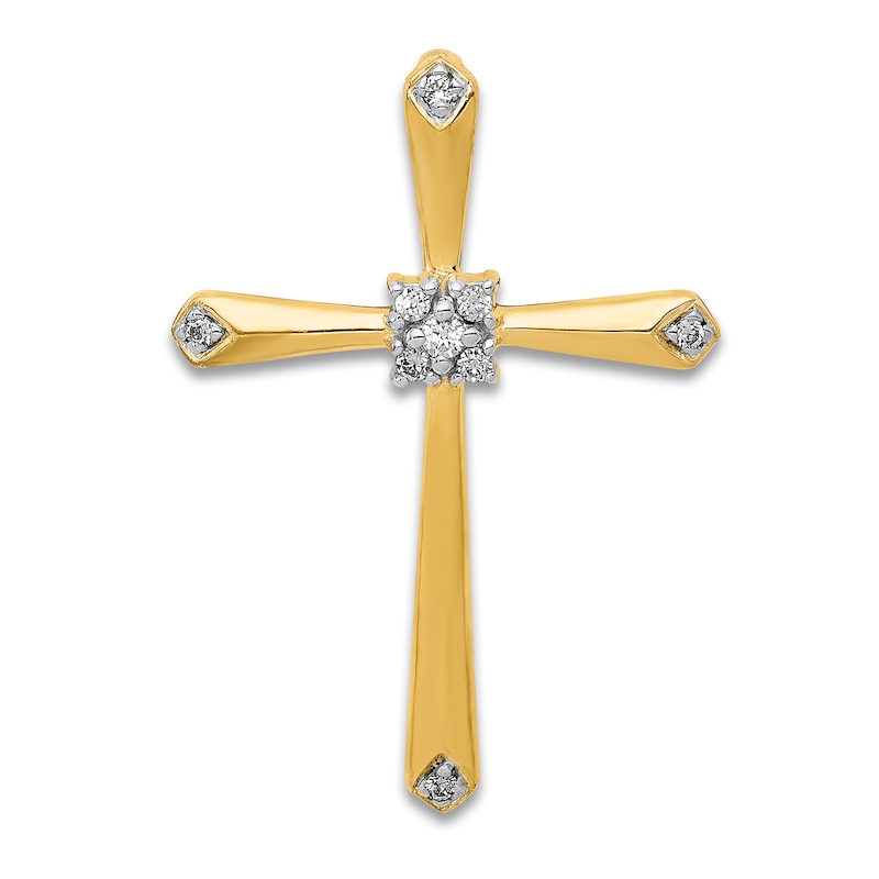 Diamond Cross Charm 1/20 ct tw Round 14K Yellow Gold