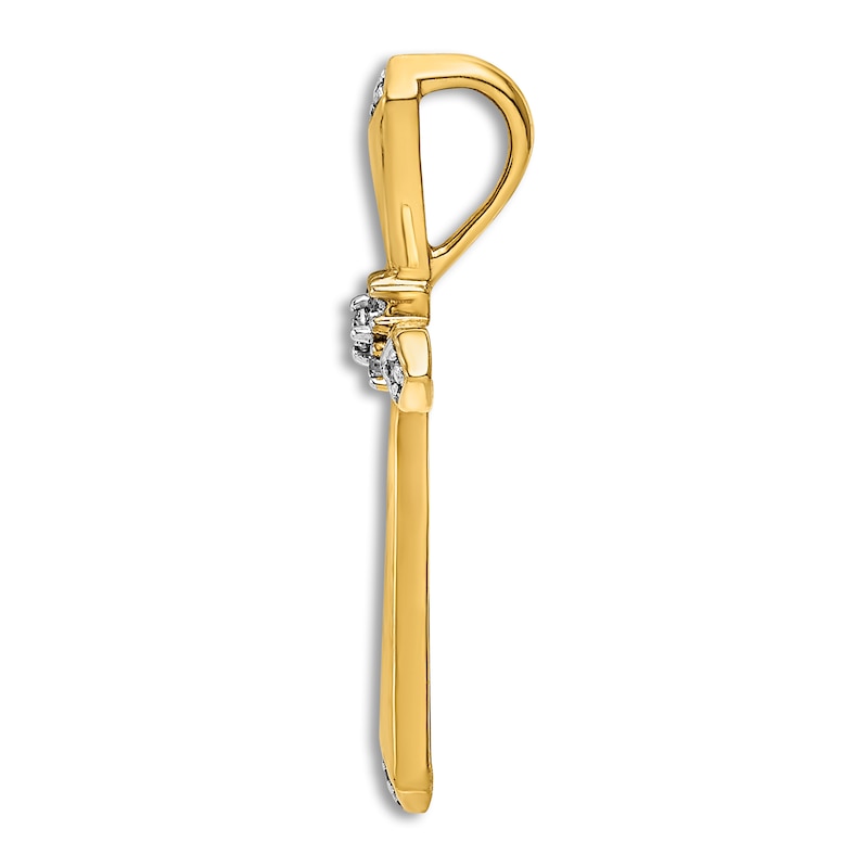 Diamond Cross Charm 1/20 ct tw Round 14K Yellow Gold