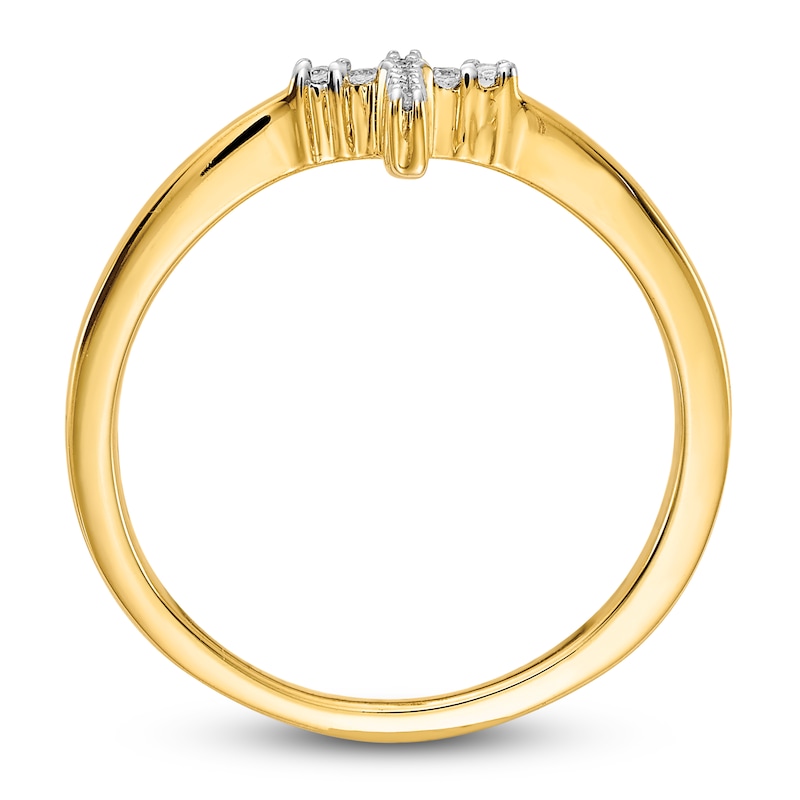 Main Image 4 of Diamond Cross Ring 1/15 ct tw Round 14K Yellow Gold