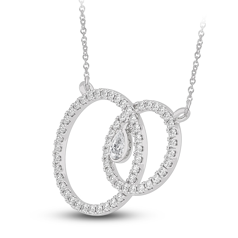 Main Image 2 of Diamond Necklace 7/8 ct tw Pear/Round 14K White Gold 18"