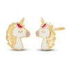 Thumbnail Image 1 of Children's Unicorn Stud Earrings Multi-Colored Enamel 14K Yellow Gold