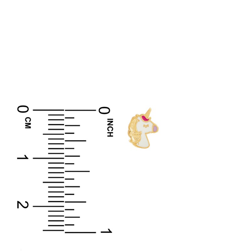 Main Image 2 of Children's Unicorn Stud Earrings Multi-Colored Enamel 14K Yellow Gold