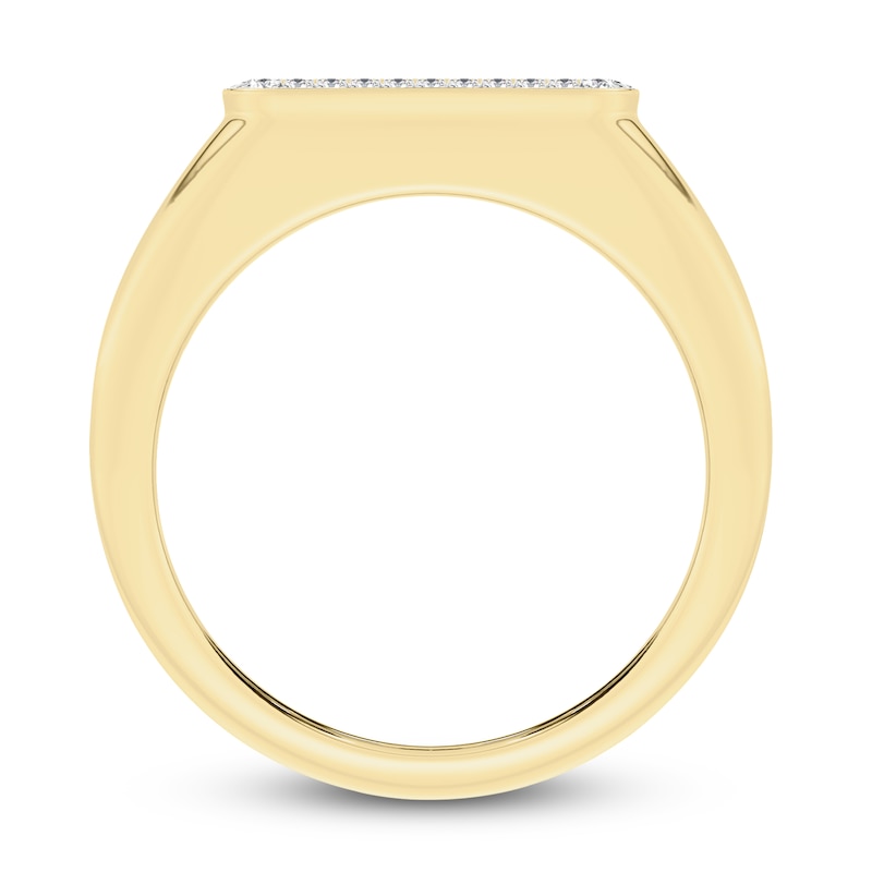 Main Image 4 of Men's Natural Onyx Ring 1/6 ct tw Diamonds 14K Yellow Gold