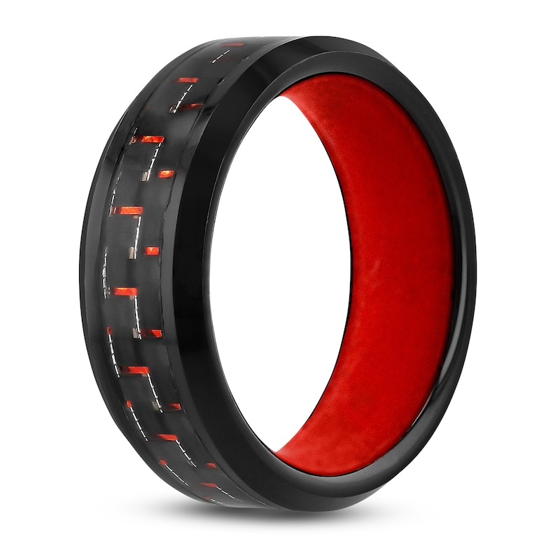 Main Image 2 of Men's Wedding Band Red Silicone/Tungsten 8.0mm