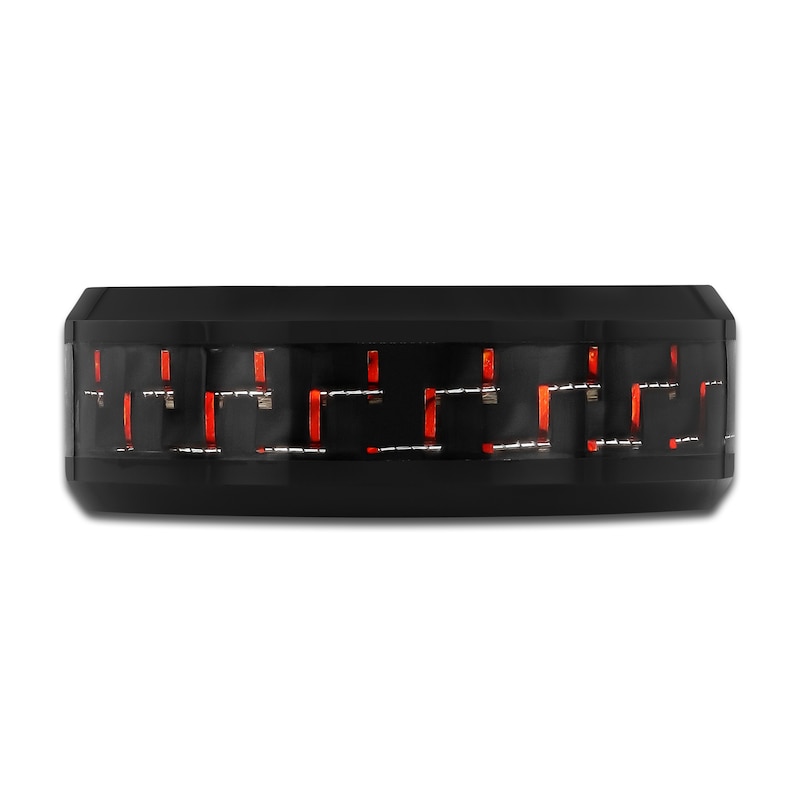 Main Image 3 of Men's Wedding Band Red Silicone/Tungsten 8.0mm