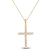 Thumbnail Image 1 of Diamond Cross Pendant Necklace 1/4 ct tw Round 14K Yellow Gold 18"