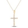 Thumbnail Image 2 of Diamond Cross Pendant Necklace 1/4 ct tw Round 14K Yellow Gold 18"