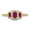 Thumbnail Image 2 of Natural Ruby & Diamond 3-Stone Ring 1/5 ct tw 14K Yellow Gold