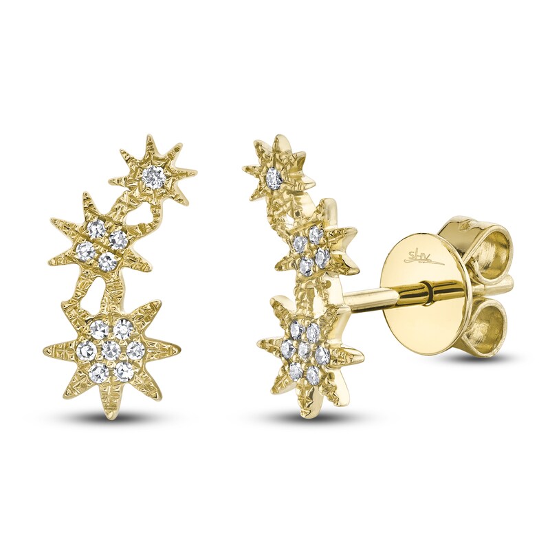 Shy Creation Diamond Star Stud Earrings 1/20 ct tw 14K Yellow Gold SC55006158