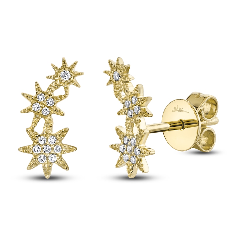Main Image 1 of Shy Creation Diamond Star Stud Earrings 1/20 ct tw 14K Yellow Gold SC55006158