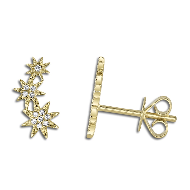 Shy Creation Diamond Star Stud Earrings 1/20 ct tw 14K Yellow Gold SC55006158