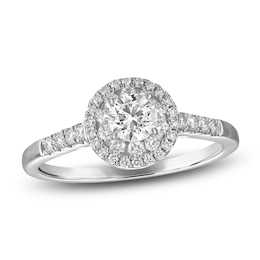 Diamond Double Halo Engagement Ring 5/8 ct tw 14K White Gold