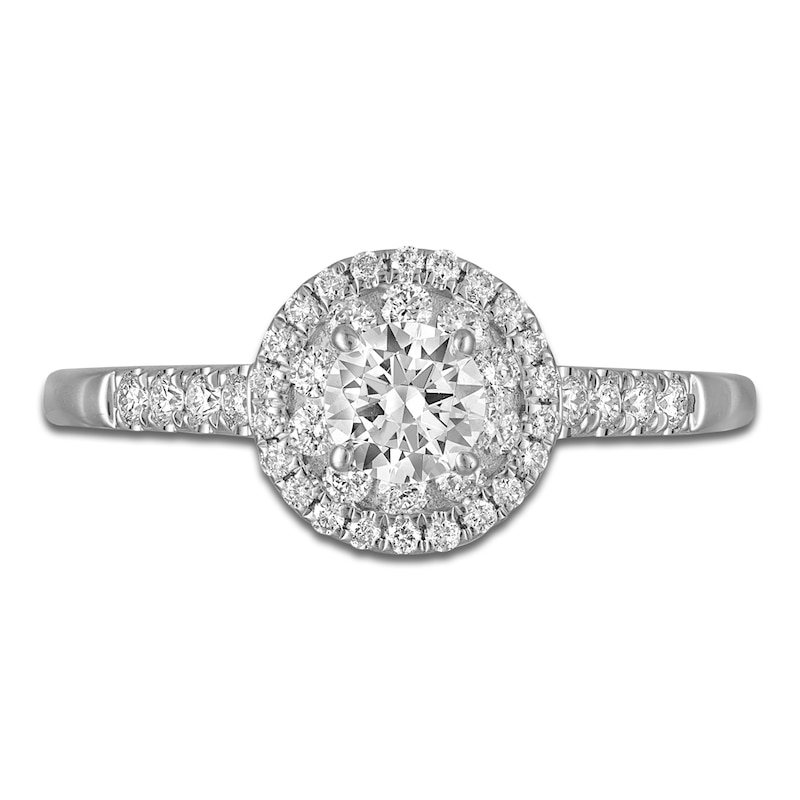 Main Image 2 of Diamond Double Halo Engagement Ring 5/8 ct tw 14K White Gold