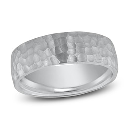 Dome Hammered Wedding Band Platinum 7mm