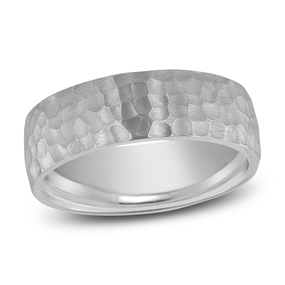 Dome Hammered Wedding Band Platinum 7mm