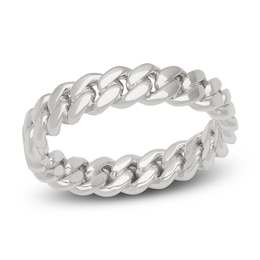 Men's Cuban Link Wedding Band 14K White Gold 5mm