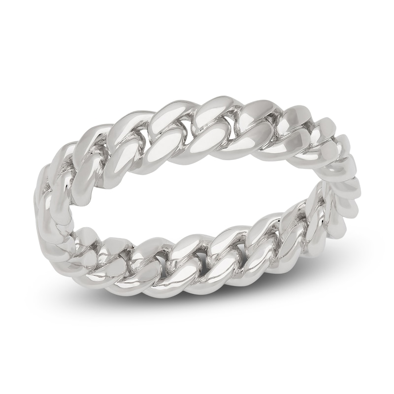 Main Image 1 of Men's Cuban Link Wedding Band 14K White Gold 5mm