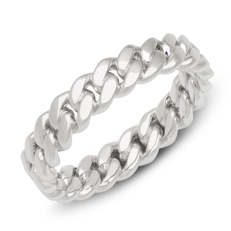 Main Image 2 of Men's Cuban Link Wedding Band 14K White Gold 5mm