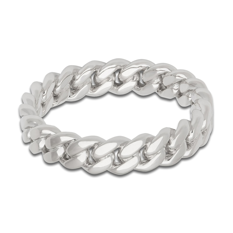 Main Image 3 of Men's Cuban Link Wedding Band 14K White Gold 5mm