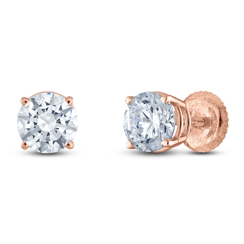 Main Image 2 of Round-Cut Diamond Solitaire Earrings 4 ct tw 14K Rose Gold (F/SI2)
