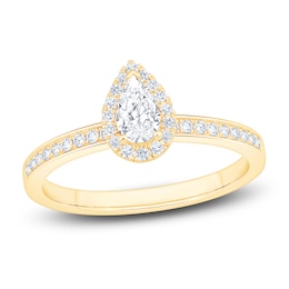 Brilliant Moments Pear-Shaped Diamond Engagement Ring 1/2 ct tw 14K Yellow Gold
