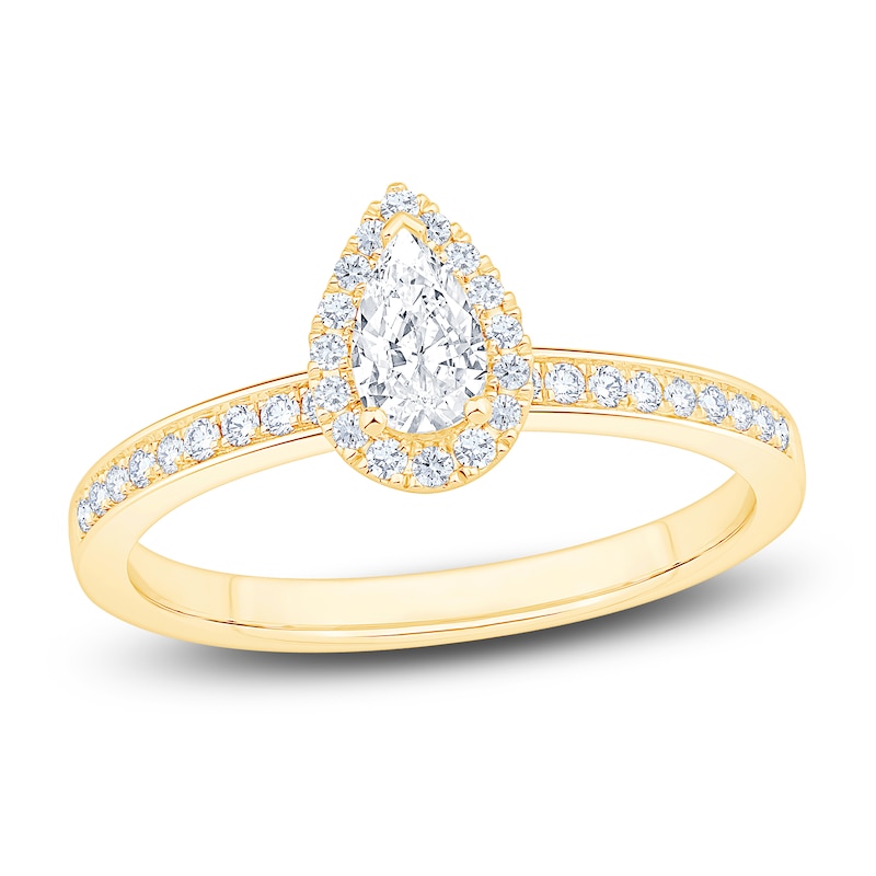 Main Image 1 of Brilliant Moments Pear-Shaped Diamond Engagement Ring 1/2 ct tw 14K Yellow Gold