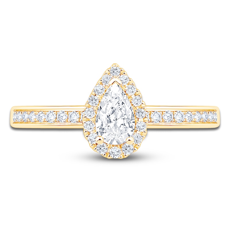 Main Image 3 of Brilliant Moments Pear-Shaped Diamond Engagement Ring 1/2 ct tw 14K Yellow Gold