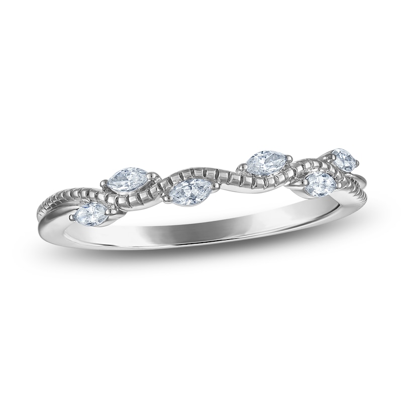 Main Image 1 of Certified Marquise-Cut Diamond Anniversary Ring 1/5 ct tw 14K White Gold
