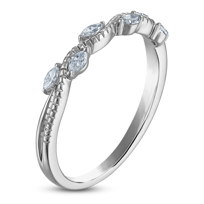 Main Image 2 of Certified Marquise-Cut Diamond Anniversary Ring 1/5 ct tw 14K White Gold