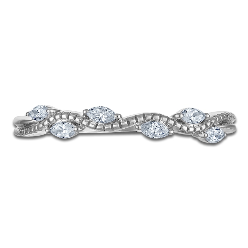 Main Image 3 of Certified Marquise-Cut Diamond Anniversary Ring 1/5 ct tw 14K White Gold