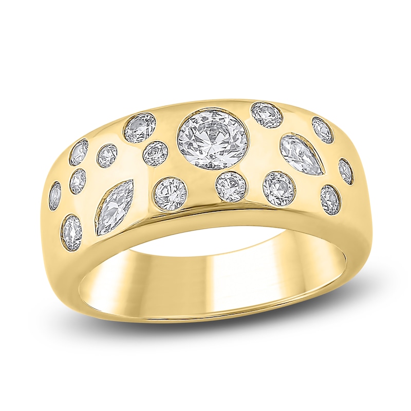Main Image 1 of Brilliant Moments Round & Marquise-Cut Diamond Anniversary Ring 1 ct tw 14K Yellow Gold