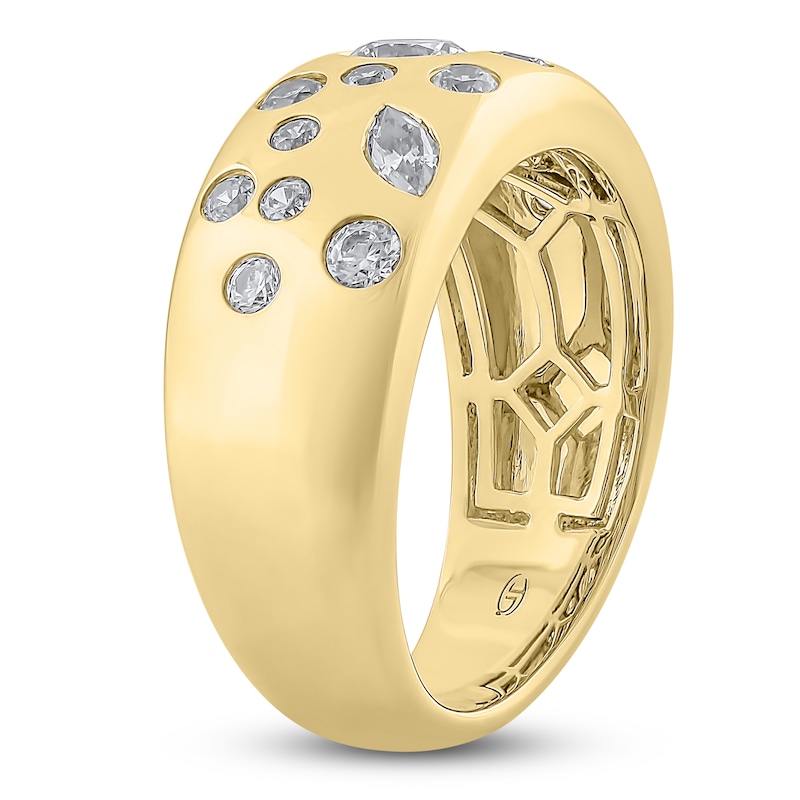 Main Image 2 of Brilliant Moments Round & Marquise-Cut Diamond Anniversary Ring 1 ct tw 14K Yellow Gold