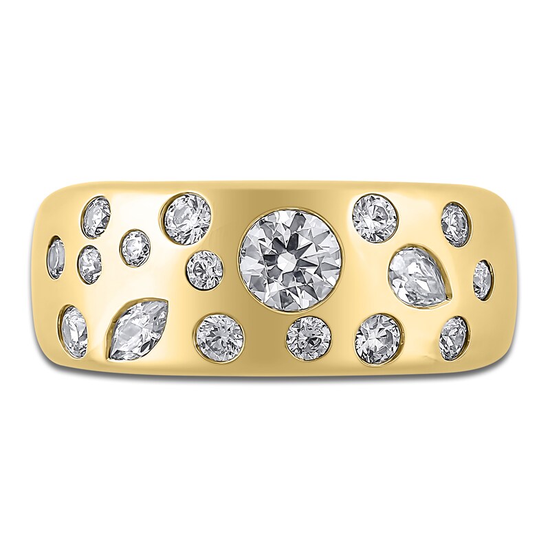 Main Image 3 of Brilliant Moments Round & Marquise-Cut Diamond Anniversary Ring 1 ct tw 14K Yellow Gold