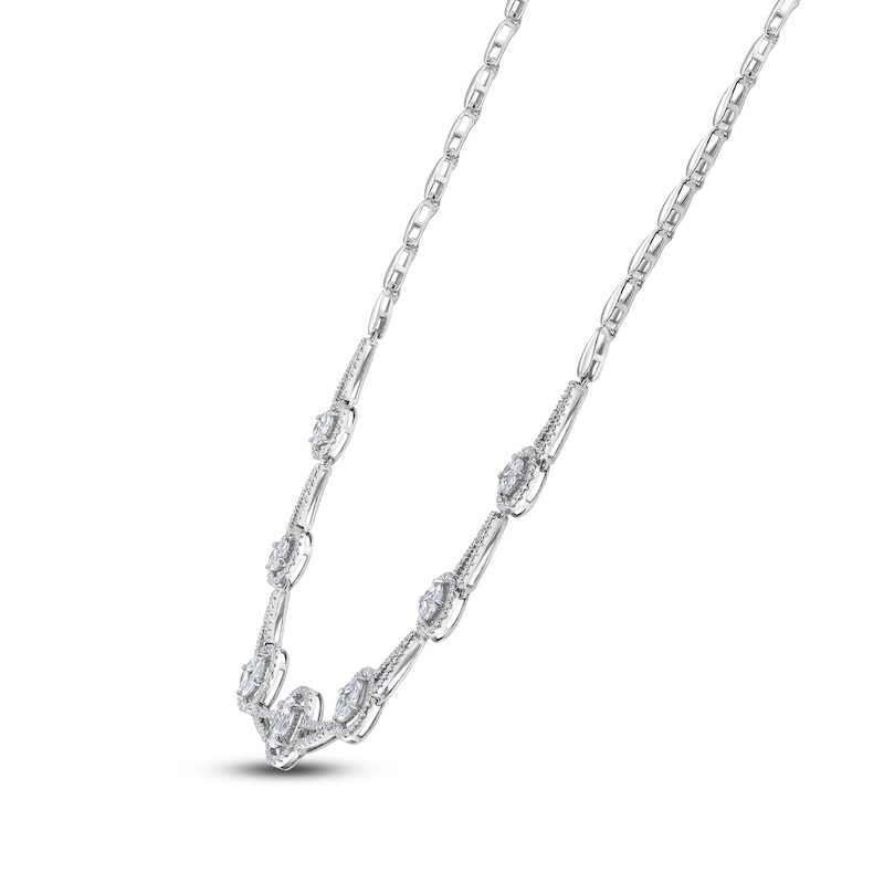 Main Image 2 of Multi-Diamond Halo Necklace 3-1/2 ct tw 14K White Gold 16"