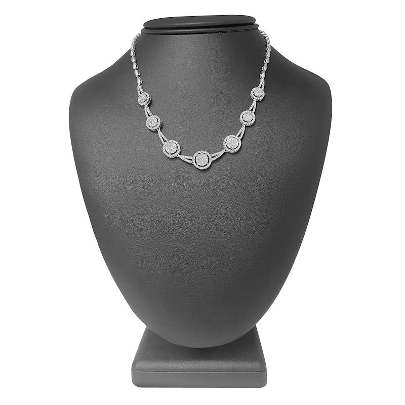 Main Image 4 of Multi-Diamond Halo Necklace 3-1/2 ct tw 14K White Gold 16"